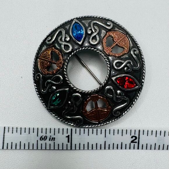 Vintage Celtic Brooch Signed Miracle Shawl Pin Wedding Jewelry Something Old - Picture 2 of 5